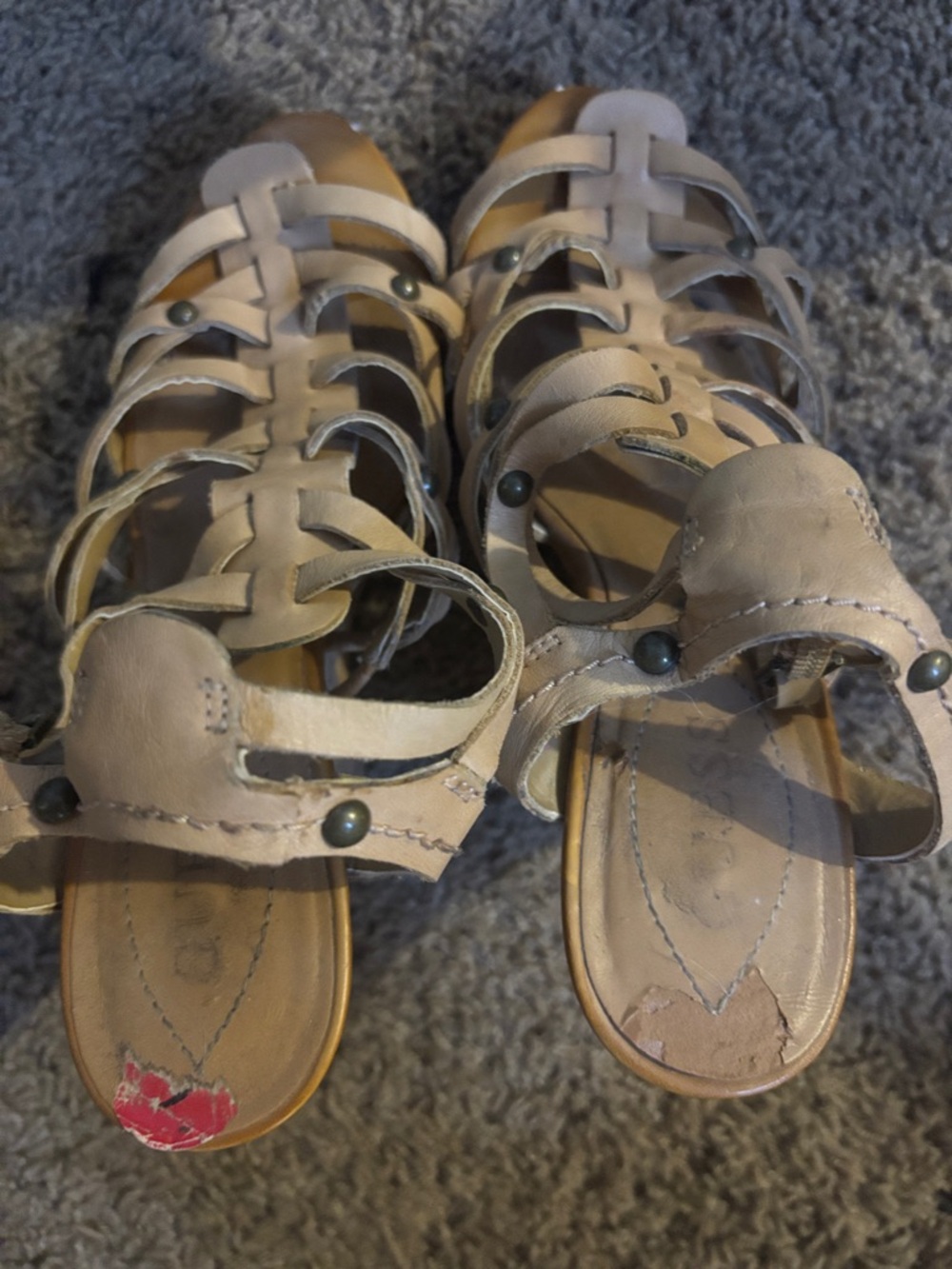 Guess Women's Light Beige Strappy Gladiator Sandals